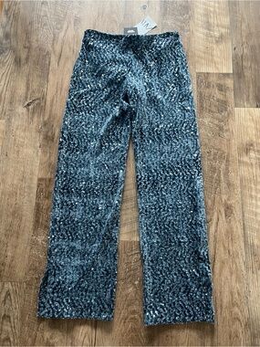 NEW Zara Festival Days Blue Sequin Pants Medium
